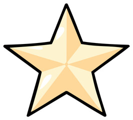Obraz premium Golden five pointed star with thick black outline and soft highlights representing achievement or excellence