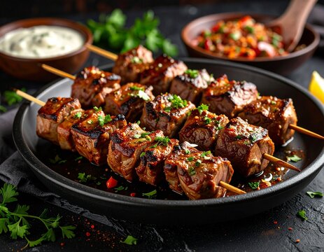 Souvla skewered meat Cyprus rustic charcoal theme