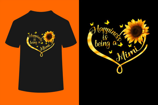 Happiness is Being A Mimi Grandma Sunflower Mother's Day T-Shirt

