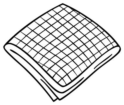 Drawn checkered napkin illustration, isolated on white, kitchenware item