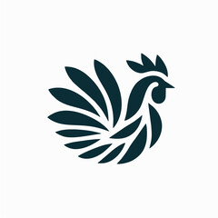 Fototapeta premium Vector illustration of a rooster bird icon with an artistic wing and feather design for a nature logo symbol
