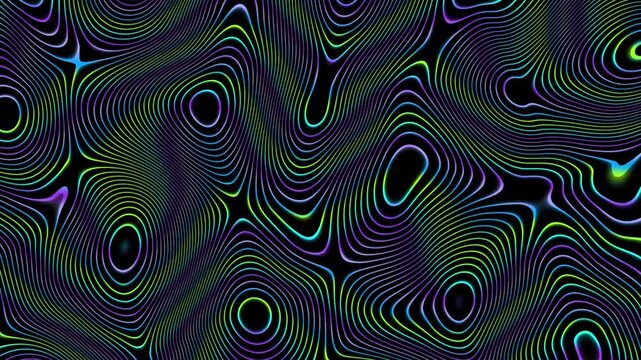 Iridescent abstract colorful shapes on black background, 3d render, holographic foil, liquid petrol surface, ripples, metallic reflection, esoteric aura, psychedelic