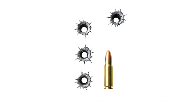 Bullet, bullet holes, gunshot targets, shooting range, ammunition, gold bullet, metal, violence, action, crime