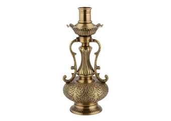 Fototapeta premium Ornate gold antique lamp with handles and intricate isolated on a transparent background