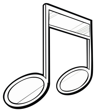 Abstract illustration of a musical note, single isolated element graphic