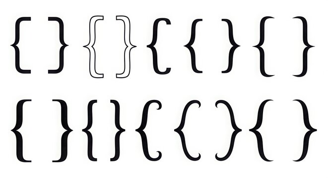 black curly brackets and parentheses on white background