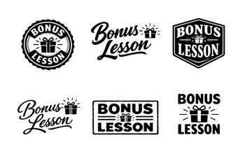 Obraz premium Bonus lesson logo designs with gift icon in various vintage styles