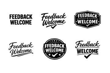 Obraz premium Set of six feedback welcome labels with tick mark designs