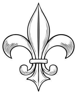 Elegant Fleur de Lis symbol with classic engraved texture and heraldic decorative style