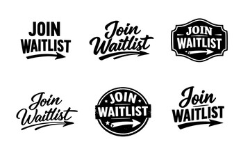 Fototapeta premium Join waitlist calligraphy designs with arrows and decorative badges