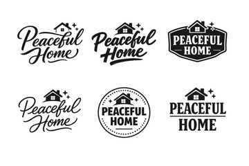Obraz premium Peaceful home logo designs featuring houses and stars in various styles