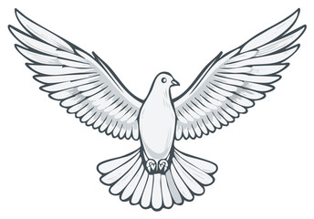 Fototapeta premium Cartoon dove illustration with outstretched wings, simple design