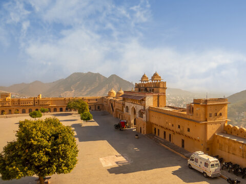 Jaipur, India, 19.02.2020. The Magnificent Jaleb Chowk Courtyard at Amer Fort