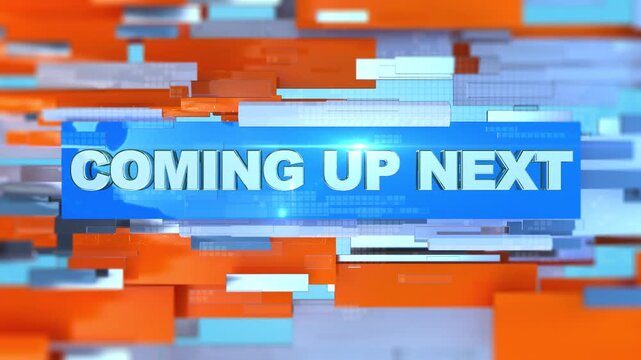 Coming Up Next Broadcast News Opener with Red Blue Abstract Background for TV and Media
