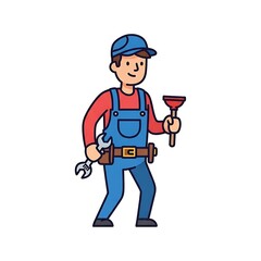 Fototapeta premium Plumber holding plumbing tools.