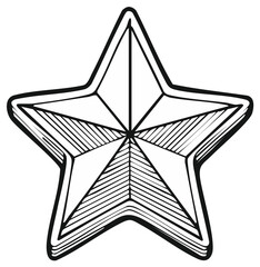 Obraz premium Black and white star illustration with geometric details in cartoon style.