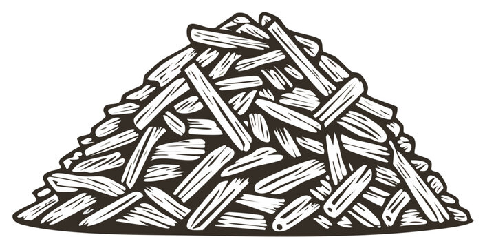 Pile of wooden logs illustration, isolated graphic, natural resources.