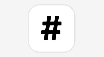 Fototapeta premium Black Hashtag Symbol on a White Rounded Square Background