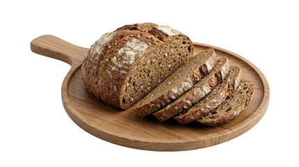 Delicious whole grain bread on wooden board