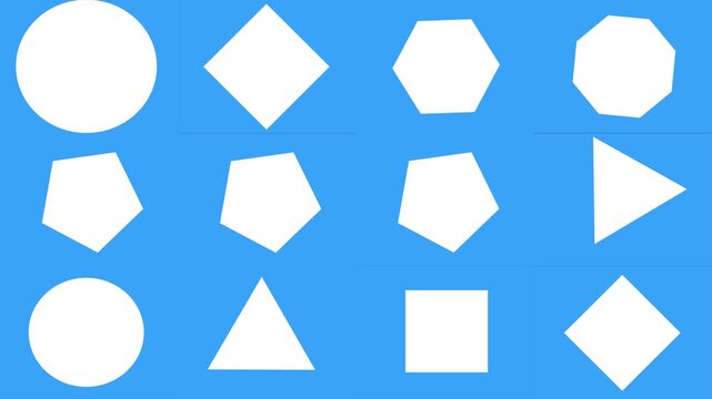 Background of regular shapes animation, flat design with white and blue color