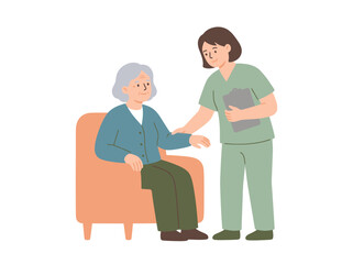 Obraz premium Elderly woman receives care from nurse