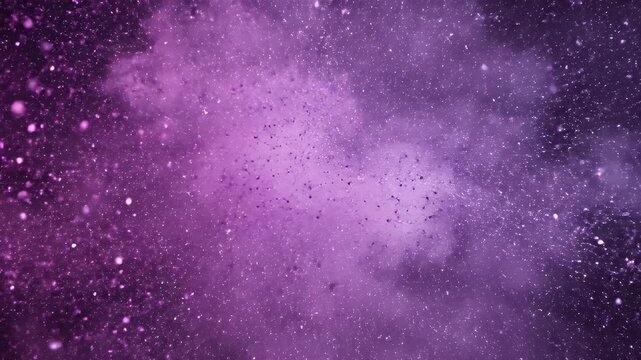 Abstract purple background with a speckled cloud-like form, reminiscent of space or powder