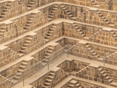 Jaipur, India, 19.02.2020. Architectural Marvel of Chand Baori Stepwell