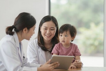Fototapeta premium Doctor Examining a Child During a Pediatric Healthcare Checkup