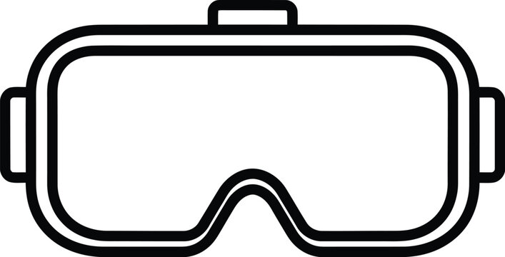 Minimalist black and white line art illustration of a virtual reality headset for modern design
