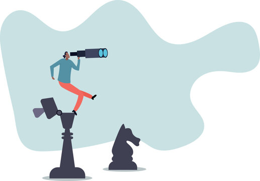 Success strategy, leadership vision or looking for opportunity, competitor analysis .human life and situation.