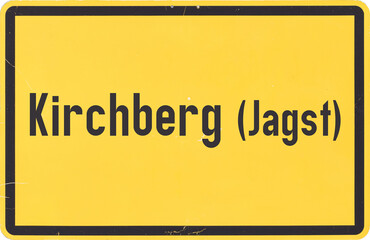 Fototapeta premium Ortsschild Kirchberg an der Jagst