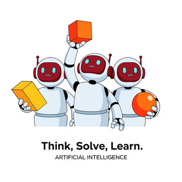 Robots Learning Artificial Intelligence Think Solve Learn Cartoon Animation Educational Video for Kids and Children