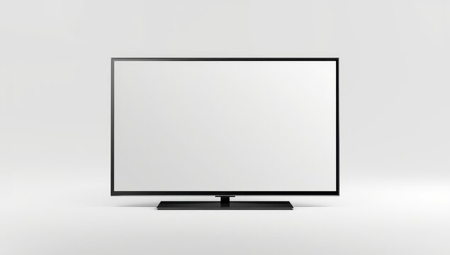 Empty flat-screen television on a white backdrop.