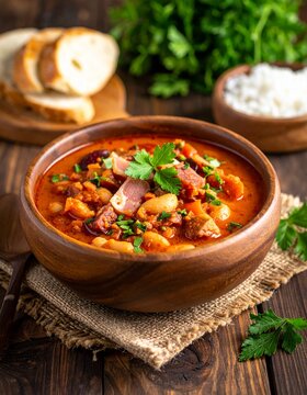 Kr&auml;ftiger Bohneneintopf (Pasulj) mit Speck und frischen Kr&auml;utern