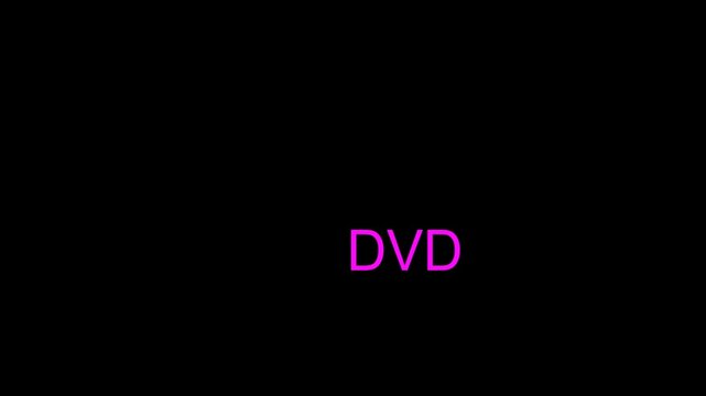 Retro Pink 'DVD' Text on Black Screen | Classic Digital Format