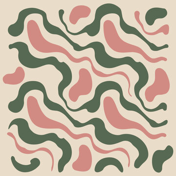 Bespoke Organic Boho Seamless Pattern Vector, Fluid Wavy Textile Background