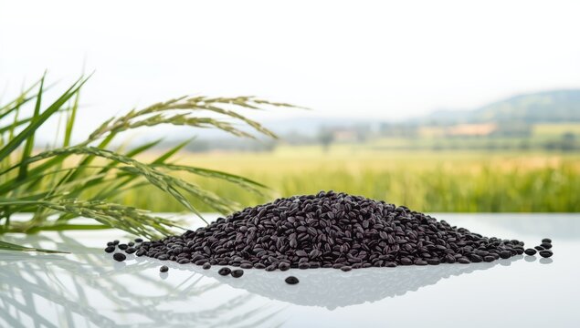 Riceberry on a white surface
