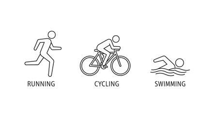 Obraz premium Athlete icons representing running cycling and swimming for sports and fitness