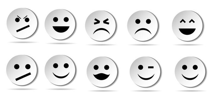 Face emoji icon set. Hand drawn doodle sketch style happy, angry, sad mood face emoticon background. Funny cartoon characters smile, wink, kiss emoji. Cute circle emotion element.