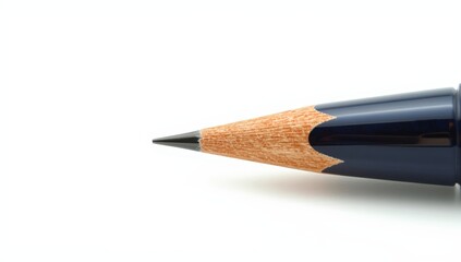 Obraz premium Separate pen and pencil on a white backdrop, close-up of writing tools.