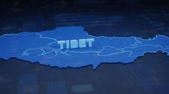 Tibet Map Futuristic Digital Background