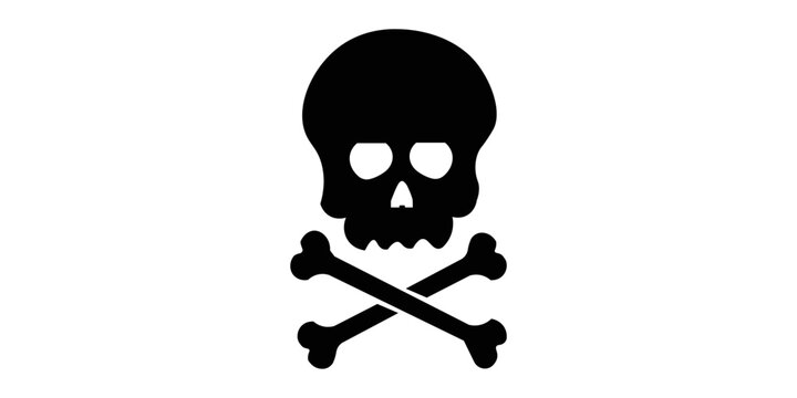 Set of Black Death, danger or poison fill icons. Crossbones Skull Human shapes. Satanic imagery. Horror icons.