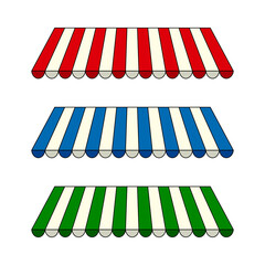 Colorful striped street shop awning tent collection svg cut file. Isolated vector illustration. © db