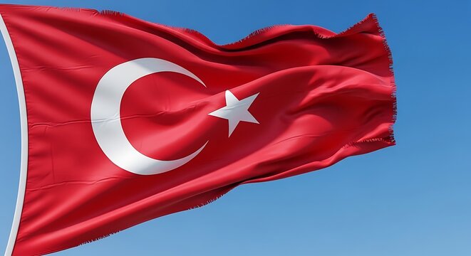 The turkish flag waving in the wind