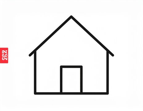 Minimalist black and white vector house icon with clean outline, ideal for modern web design and user interface applications, home symbol concept