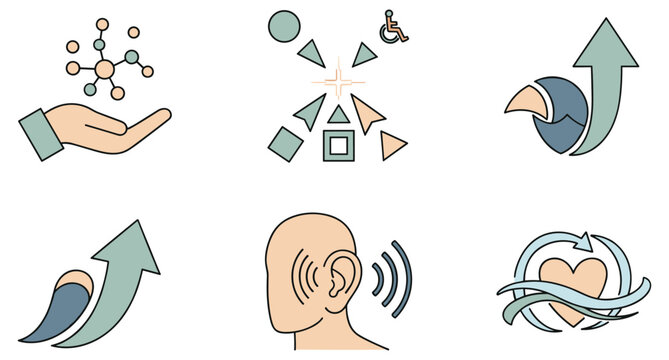 Inclusivity icon set access support growth care listen unity aid app ui edu