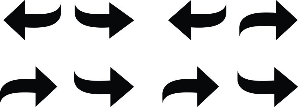 Eight black arrows on white background