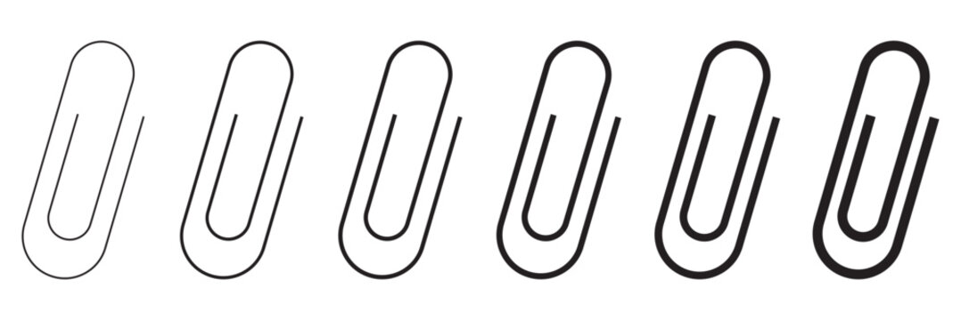 Paperclip icons set. Set of line vector icon with editable stroke