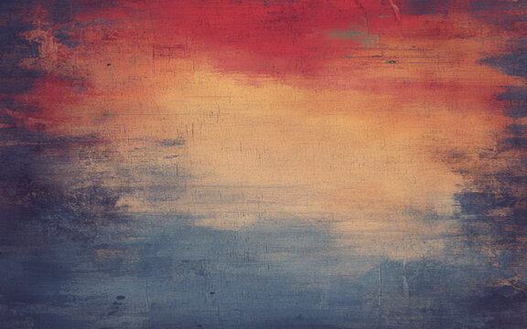 Abstract Distressed Canvas Texture in Orange, Beige, and Red. Retro Abstract Texture Background with Warm Tones and Distress Effect