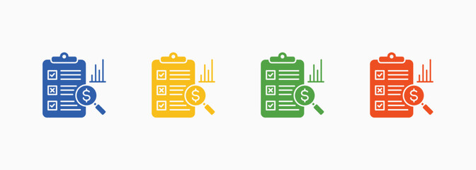 Fototapeta premium Valuation Icon Set Color Multiple Style Collection Element For Design
